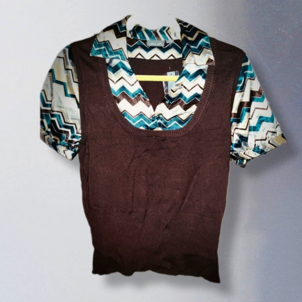 Y2K Apt 9 Layered Sweater Vest Blouse NWT, sz. Petite M